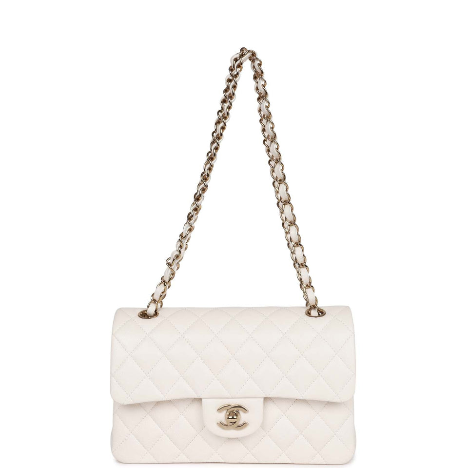 Chanel bag Small Classic Double Flap Bag White Caviar Light Gold Hardware