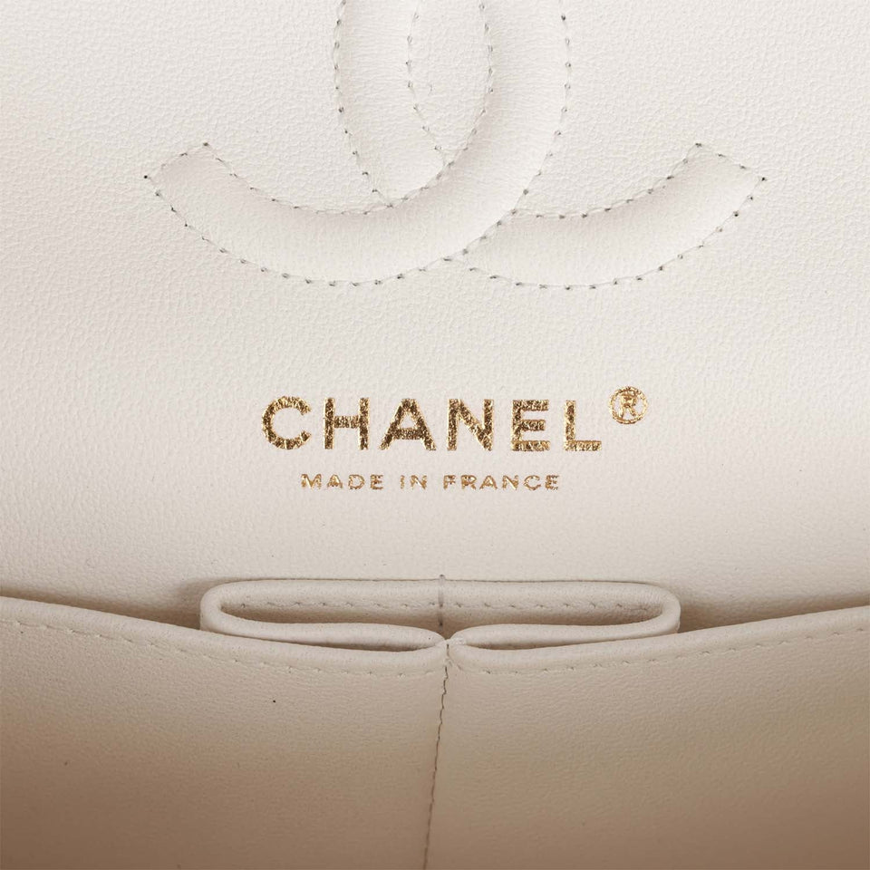 Chanel bag Small Classic Double Flap Bag White Caviar Light Gold Hardware
