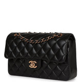 Chanel a bag Small Classic Double Flap Bag Black Lambskin Rose Gold Hardware