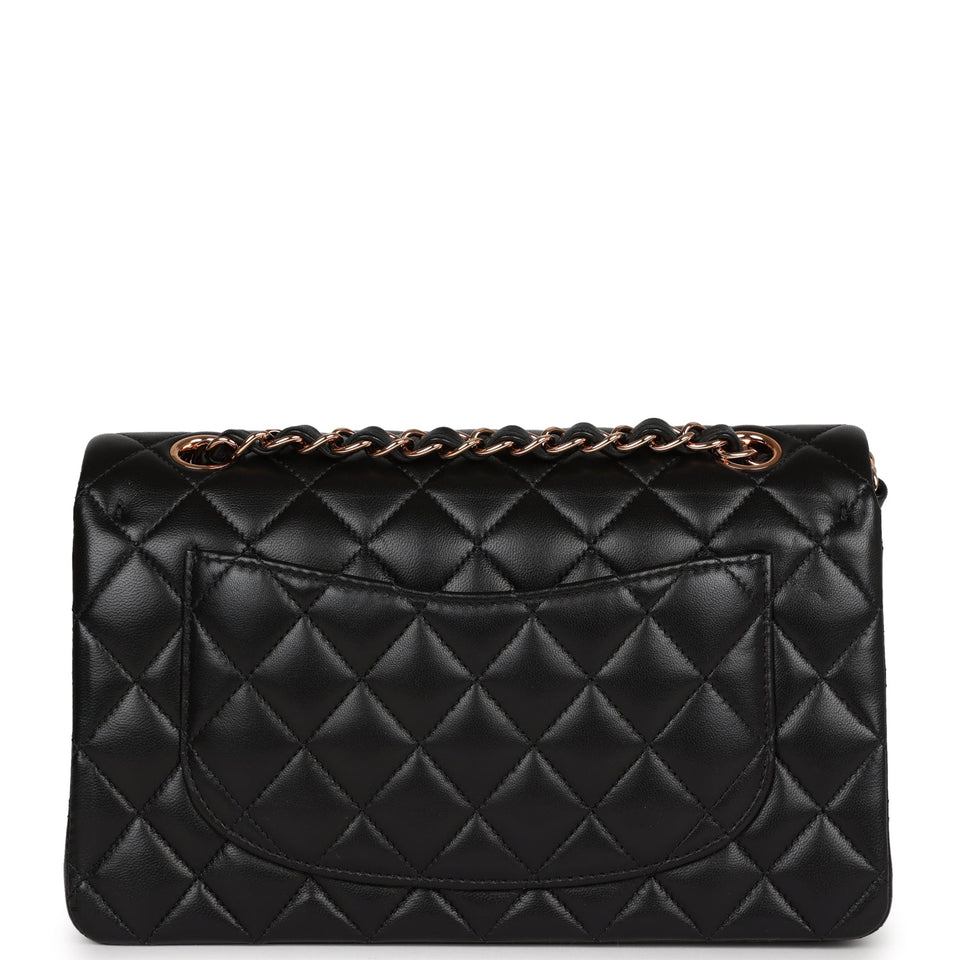 Chanel a bag Small Classic Double Flap Bag Black Lambskin Rose Gold Hardware