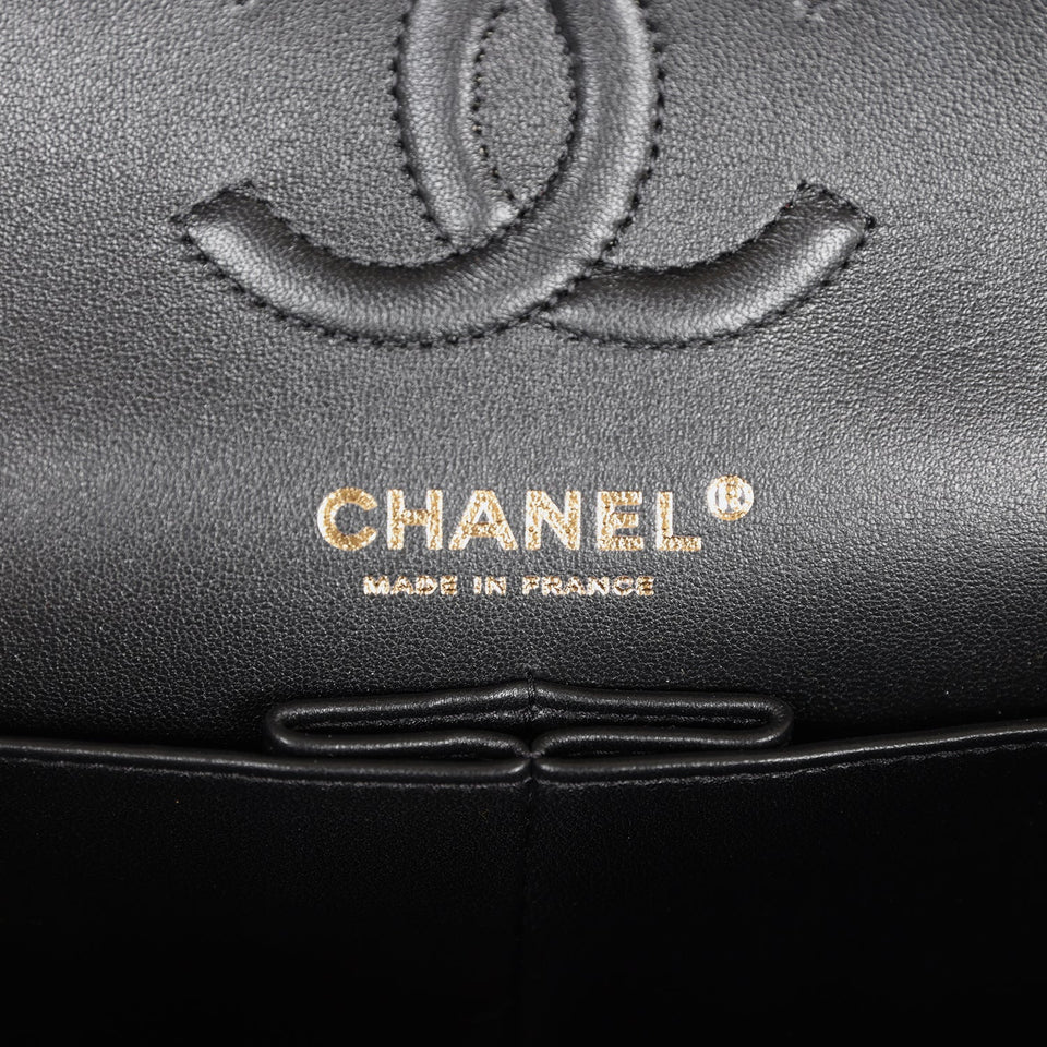 Chanel a bag Small Classic Double Flap Bag Black Lambskin Rose Gold Hardware