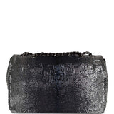Chanel  bag Small Classic Flap Bag Black and Silver Sequins Silver Hardware