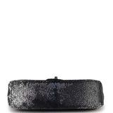 Chanel  bag Small Classic Flap Bag Black and Silver Sequins Silver Hardware