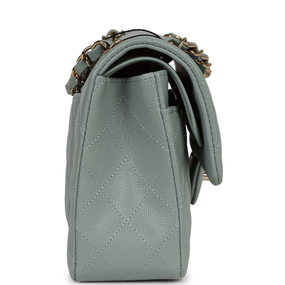 Chanel bag Small Classic Double Flap Bag Light Blue Caviar Light Gold Hardware