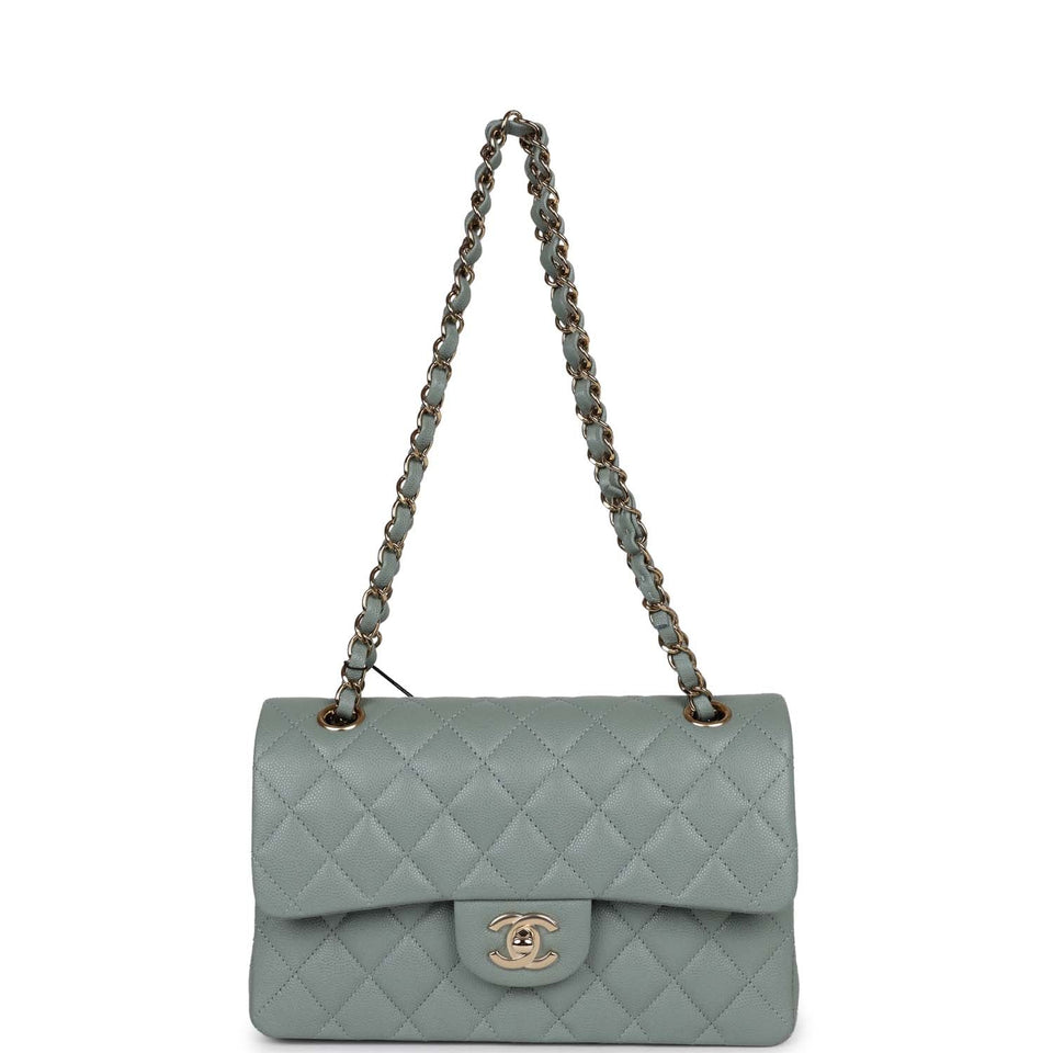 Chanel bag Small Classic Double Flap Bag Light Blue Caviar Light Gold Hardware