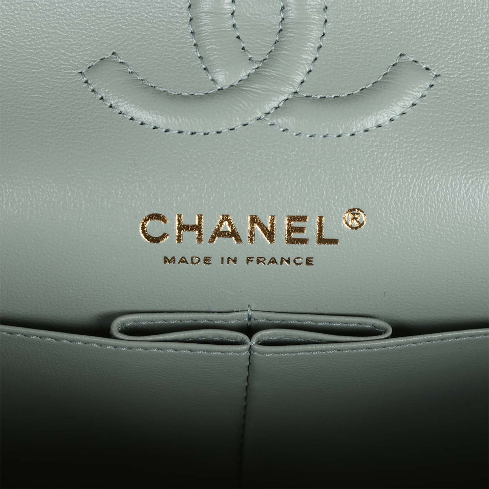 Chanel bag Small Classic Double Flap Bag Light Blue Caviar Light Gold Hardware