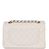 Chanel Small Classic Double Flap White Caviar  Light Gold Hardware