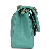 Chanel bag Small Classic Double Flap Turquoise Iridescent Caviar Light Gold Hardware