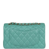 Chanel bag Small Classic Double Flap Turquoise Iridescent Caviar Light Gold Hardware