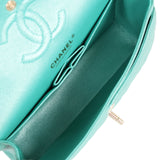 Chanel bag Small Classic Double Flap Turquoise Iridescent Caviar Light Gold Hardware