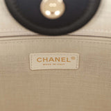 Chanel Large Deauville Shopping Bag Black and White Grid Light Gold Hardware