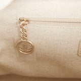 Chanel Small Deauville Shopping Bag White and Beige Boucle Light Gold Hardware