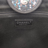 Chanel Large Deauville Shopping Bag Black Sequin Boucle Silver Hardware
