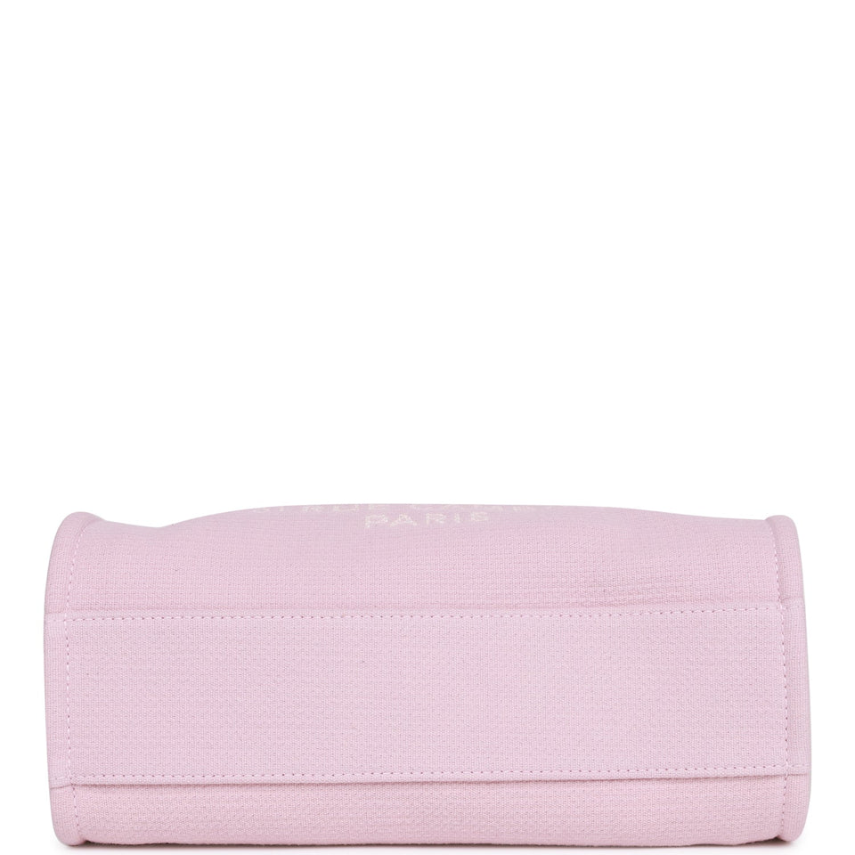 Chanel Small Deauville Shopping Bag Pink Boucle Light Gold Hardware
