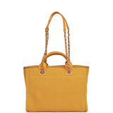 Chanel Small Deauville Shopping Bag Dark Yellow Boucle Light Gold Hardware