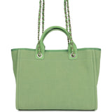 Chanel Small Deauville Shopping Bag Green Boucle Light Gold Hardware