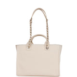 Chanel Small Deauville Shopping Bag White Boucle Light Gold Hardware