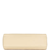 Vintage Chanel Wood Top Handle Kelly Ivory Caviar