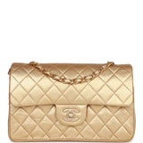 Vintage Chanel bag Small Classic Double Flap Bag Gold Metallic Lambskin Gold Hardware