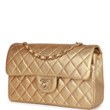 Vintage Chanel bag Small Classic Double Flap Bag Gold Metallic Lambskin Gold Hardware