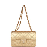 Vintage Chanel bag Small Classic Double Flap Bag Gold Metallic Lambskin Gold Hardware