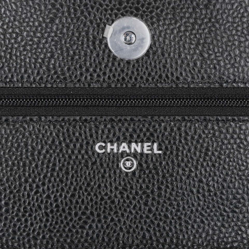 Chanel Wallet on Chain WOC Black Caviar Silver Hardware