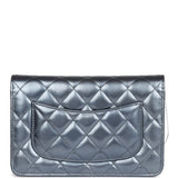 Chanel Wallet on Chain WOC Dark Blue Iridescent Calfskin Antique Gold Hardware