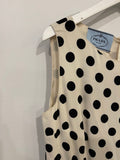 Prada White Polkadot Sleeveless Mini Pleated Dress Size IT 42 (UK 10)