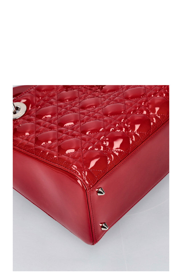 CHRISTIAN DIOR Lady Dior Medium Patent Red