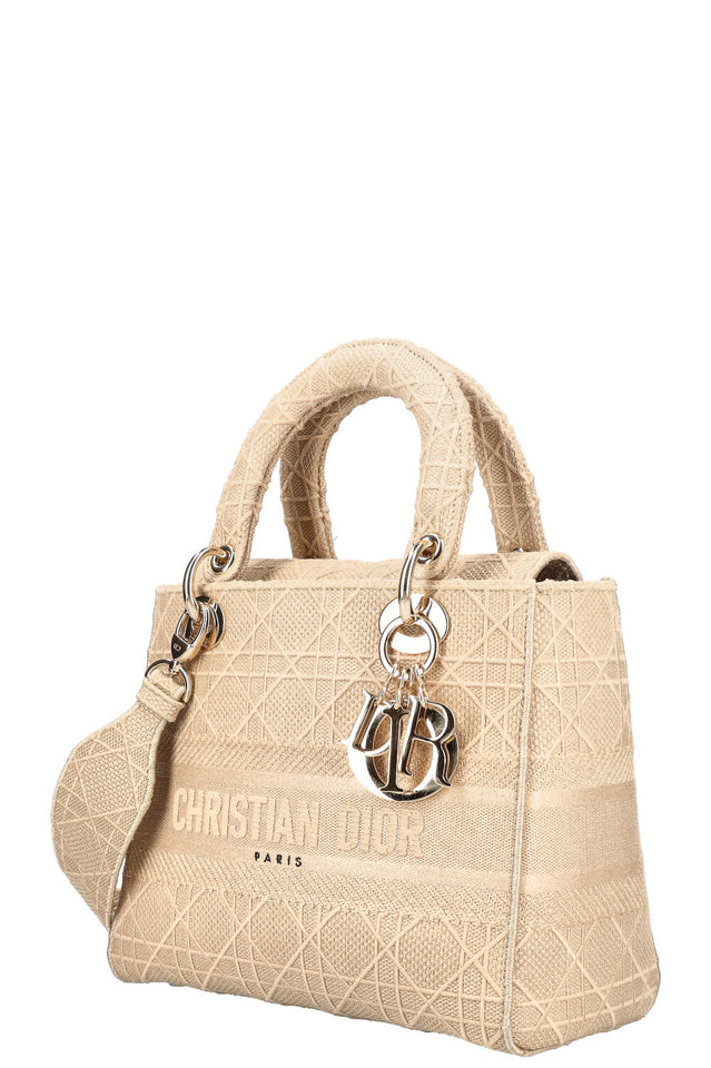 CHRISTIAN DIOR Medium Lady D-Lite Bag Cannage Beige
