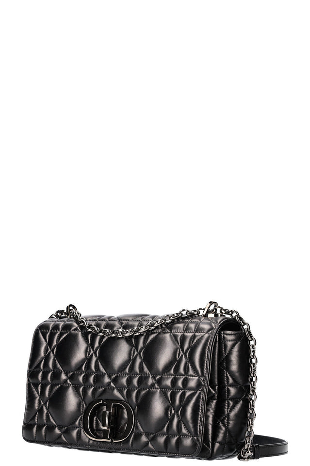 CHRISTIAN DIOR Large Quilted Caro Bag Black