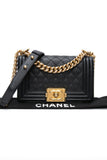 CHANEL Black Caviar Quilted Boy Small Flap Bag