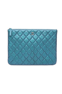 CHANEL Lambskin Quilted Iridescent O Case Clutch