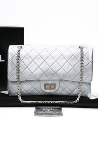 CHANEL Metallic Silver Lambskin Quilted 2.55 Reissue 277 Flap Bag