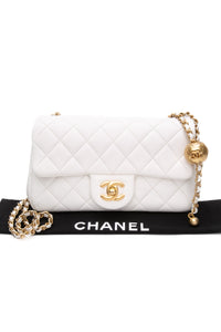 CHANEL White Lambskin Quilted Mini Rectangular Pearl Crush Flap Bag