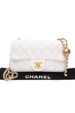 CHANEL White Lambskin Quilted Mini Rectangular Pearl Crush Flap Bag