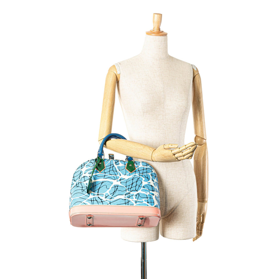 Blue Louis Vuitton Epi Aqua Alma PM Handbag