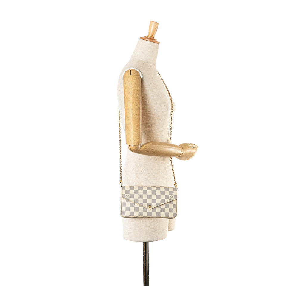 White Louis Vuitton Damier Azur Pochette Felicie Crossbody Bag