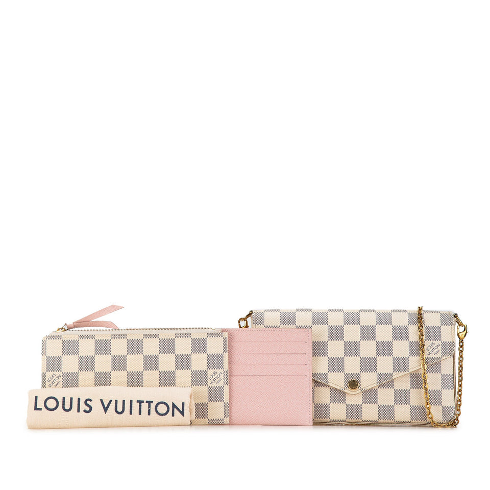 White Louis Vuitton Damier Azur Pochette Felicie Crossbody Bag