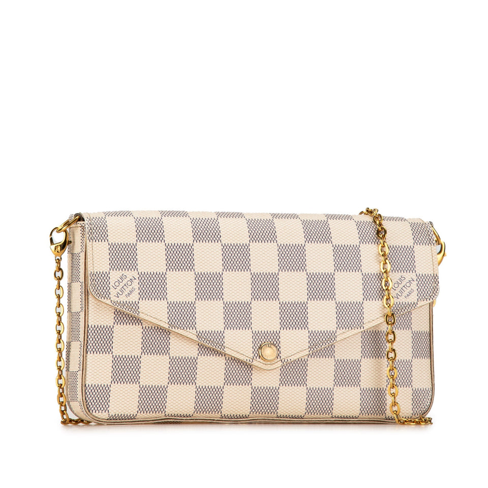 White Louis Vuitton Damier Azur Pochette Felicie Crossbody Bag