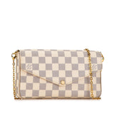 White Louis Vuitton Damier Azur Pochette Felicie Crossbody Bag