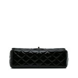 Chanel Classic Double Flap Jumbo Black Patent Leather Silver