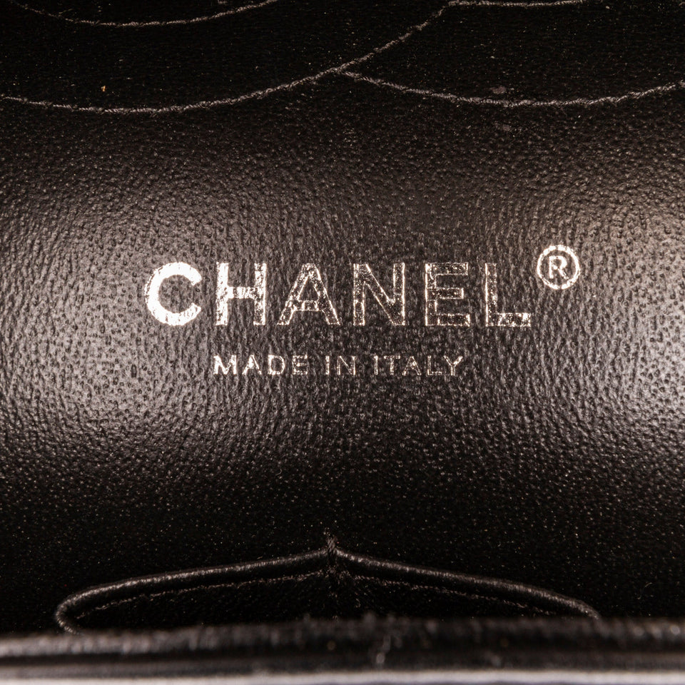 Chanel Classic Double Flap Jumbo Black Patent Leather Silver