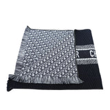 CHRISTIAN DIOR BICOLOR OBLIQUE UNIVERSITY REVERSIBLE WOOL SILK SCARF