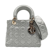 DIOR Christian Lady soft bag in silver leather