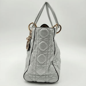DIOR Christian Lady soft bag in silver leather