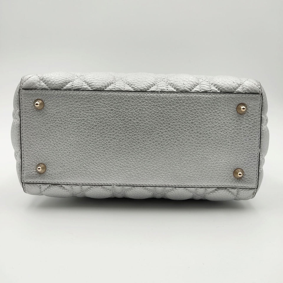 DIOR Christian Lady soft bag in silver leather