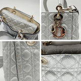DIOR Christian Lady soft bag in silver leather