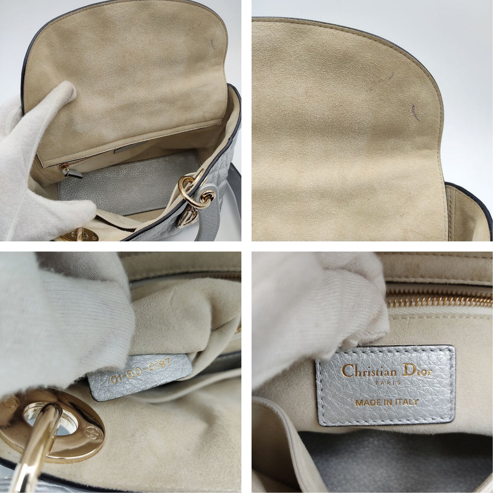 DIOR Christian Lady soft bag in silver leather