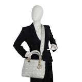 DIOR Christian Lady soft bag in silver leather